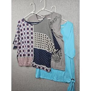 Mixed Lot of 8 Colorful Chico's Womens Size 2 Lrg Large Tops Blouse Shirts Dress